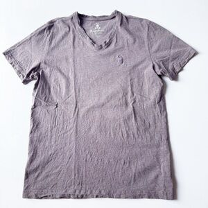 Psycho Bunny Men's Short Sleeve V-Neck Tee in Heathered Purple size 5 (M)
